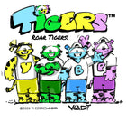 TIGERS™ team by VI COMICS featuring Blue Tiger, Green Tiger, Yellow Tiger and Purple Tiger sport comic characters created by Vladi Nik