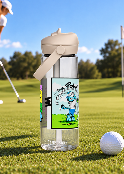TIGERS™ Golf  Flip  Straw Water Bottle | VI COMICS™ | Art VLADI NIK