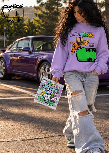 TIGERS - GREEN TIGER COMIC ART SWEATSHIRT | UNISEX | VI COMICS | ART VLADI NIK