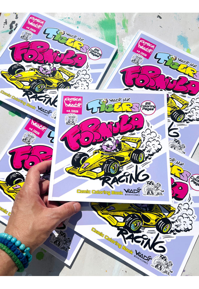 TIGERS Formula Racing #4 physical comic coloring book by Art VLADI NIK