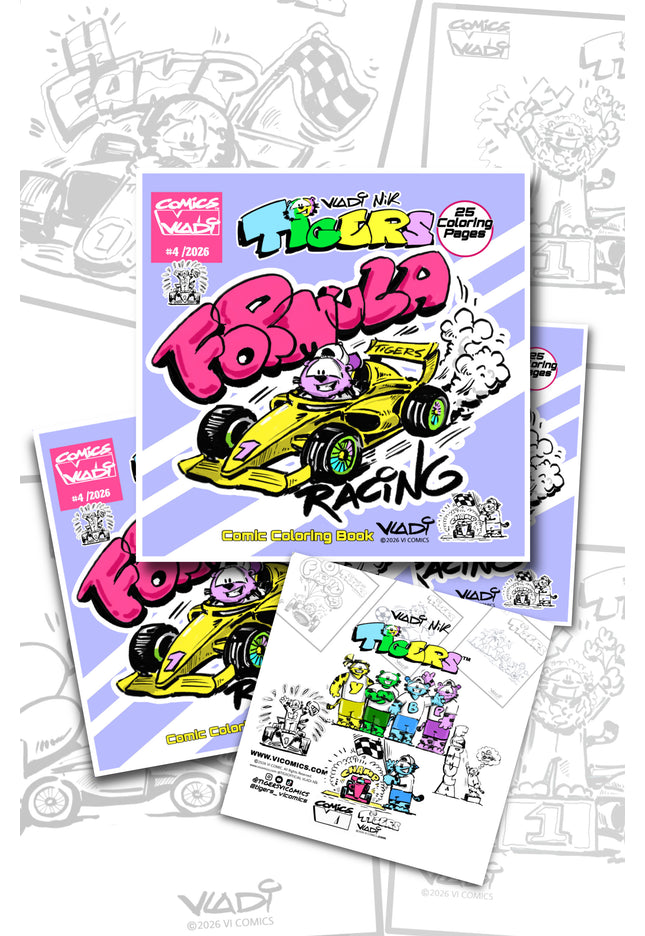 TIGERS Formula Racing #4 comic coloring book by Art VLADI NIK - VI COMICS