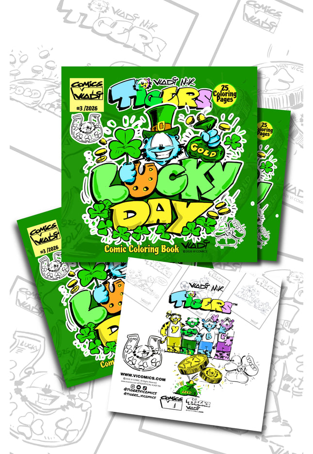 TIGERS Lucky Day #3 comic coloring book by Vladi Nik, created and published by VI COMICS.