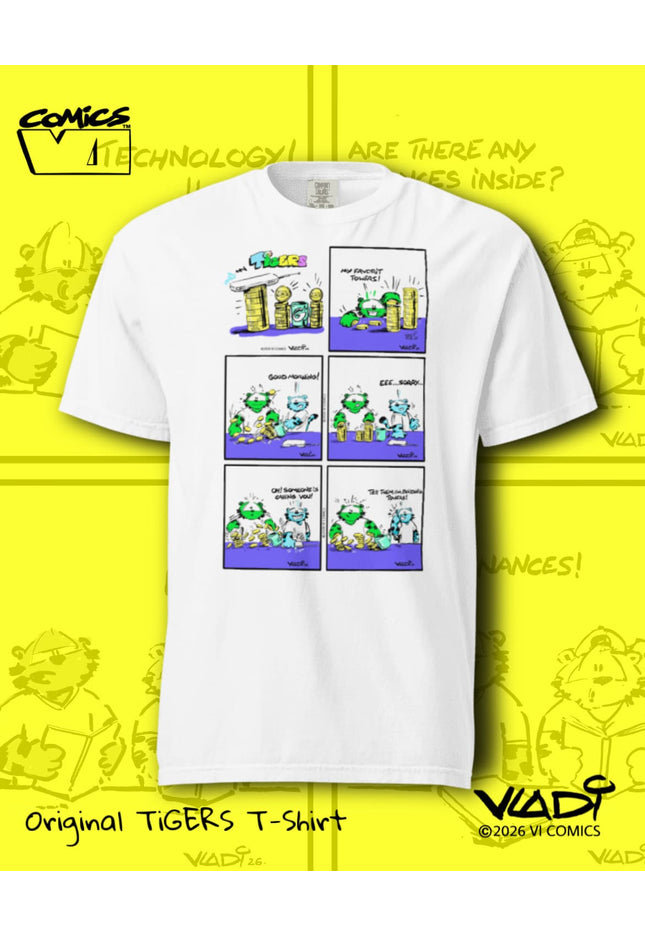     Tigers Green Tiger and Blue Tiger Money Comics T-Shirt created by ART VLADI NIK for VI COMICS.