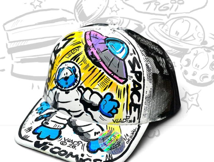 Original TiGERS Comics hand-painted hat, unique One of One 1/1 artwork by Art VLADI NIK
