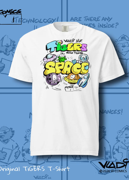 Official TIGERS Space T-Shirt designed by ART VLADI for VI COMICS.