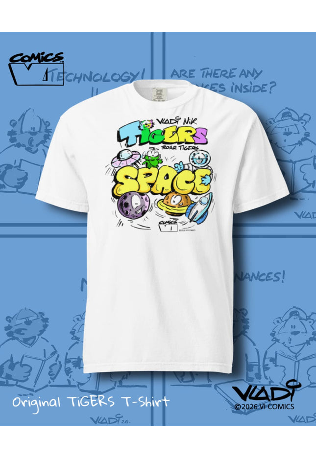 Official TIGERS Space T-Shirt designed by ART VLADI for VI COMICS.