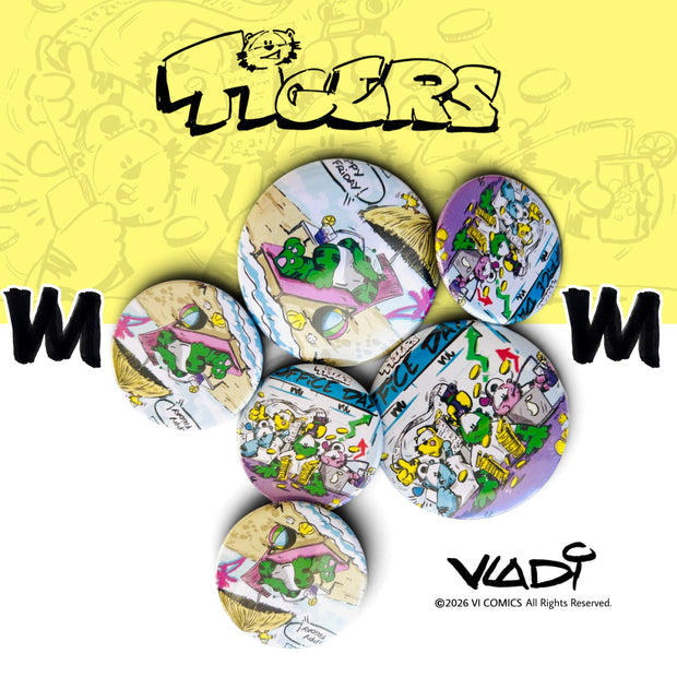 TIGERS accessories and badges by VLADI COMICS