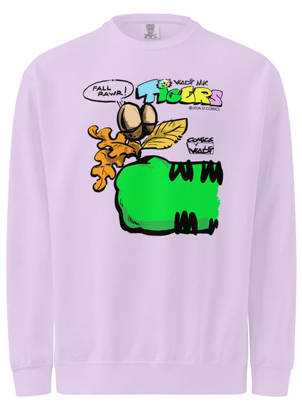 Green tiger comic art sweatshirt featuring vibrant comic artwork and streetwear style.