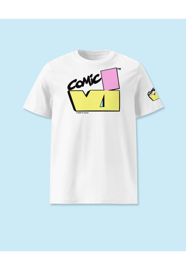VI Comic logo T-shirt front view