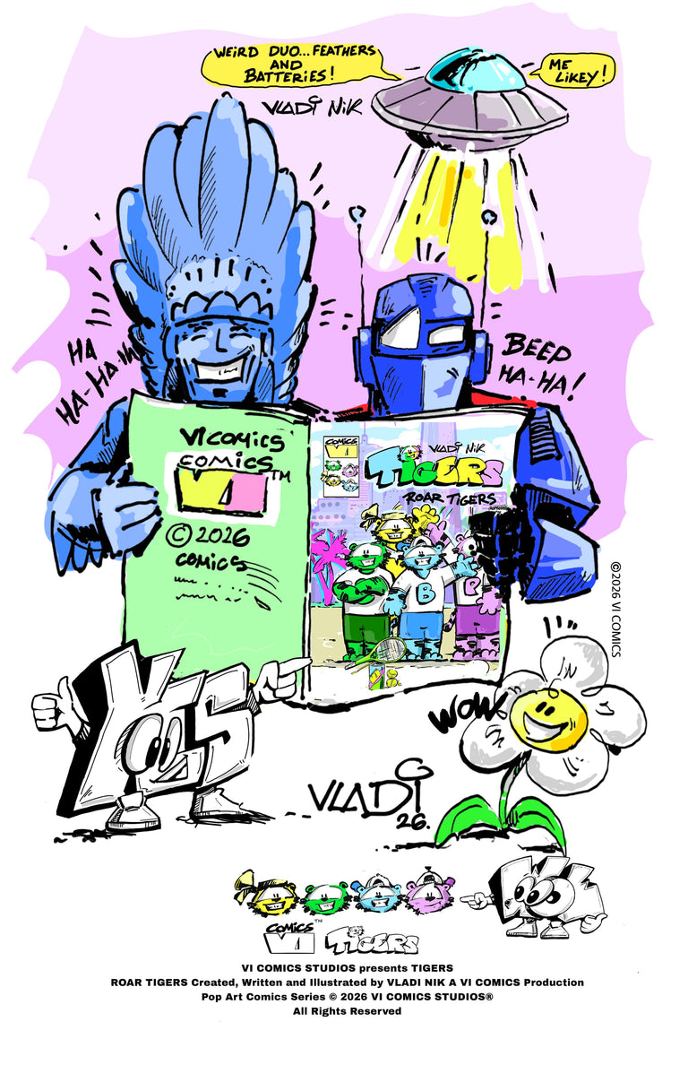     The first issue of the official ROAR TIGERS comic series by ART VLADI and VI COMICS.