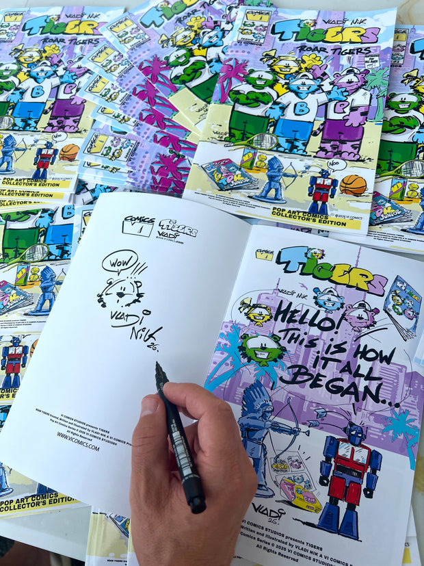     Vladi Nik signing official TIGERS comics by VI COMICS.